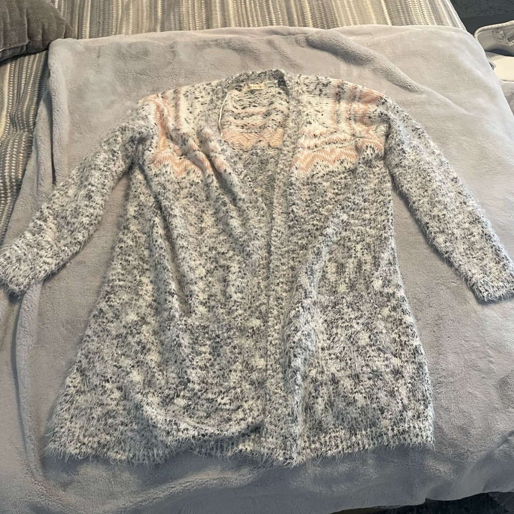 Retrology brand long sleeve, feather knitted cardigan, sweater, size 2X